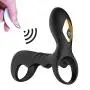 OUYAWEI Time Delay Vibrating Cock Ring with Massager Brush Silicone Sex Toy Black OUYAWEI Time Delay Vibrating Cock Ring with Massager Brush Silicone Sex Toy Black