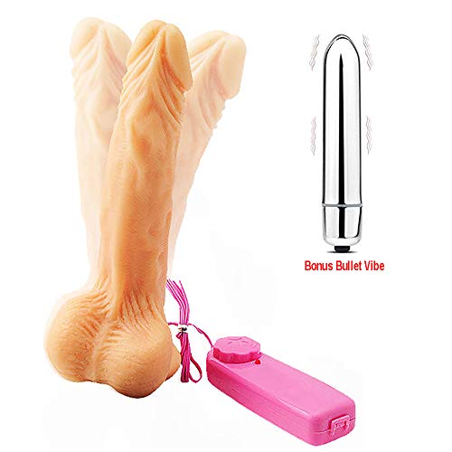MoonFireToy OO10 7 inches Beige Vibro Dîldɔ Realistic Waterproof Medical Grade Silica Gel Plug Ďǐck w/víbrátór