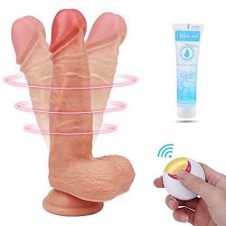 Realistic 360° Whirling Vibration Dildo, Adorime Ultra-Soft Flexible Vibrating Dildo with Wireless Remote, Adult Sex Vibrator Toys with Suction Cup for Women 7 Inch 