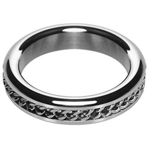 Master Series Metal Cock Ring with Chain Inlay, 1.75 inch