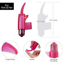 Pure Love Vibrating Tongue Shaped Finger Sleeve, Waterproof and Multi Speed Bullet, Stimulator for Clitoral, Anal, Vaginal and Testicular Pleasure, Adult Sex Toy for Men, Women and Couples, Pink Color