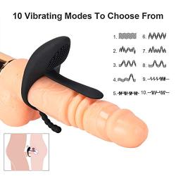 Amoris Waterproof Vibrating Cock Ring, Rechargeable Penis Ring Vibrator Sex Toy for Male, Female or Couples with 10 Modes, Ultra Quiet