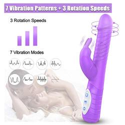 G Spot Rotating Bunny Vibrator with 3 Speeds 7 Vibration Modes for Women, PALOQUETH Waterproof Rotating Rabbit Clitoris Personal Vibrator with Independent Dual Motors for Intense Stimulation