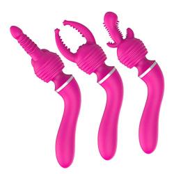 TIANYA Premium Silicone Vibbbbrating Wand 10 Vibbbbrator Patterns USB Rechargeable 3 Alternative Headgear