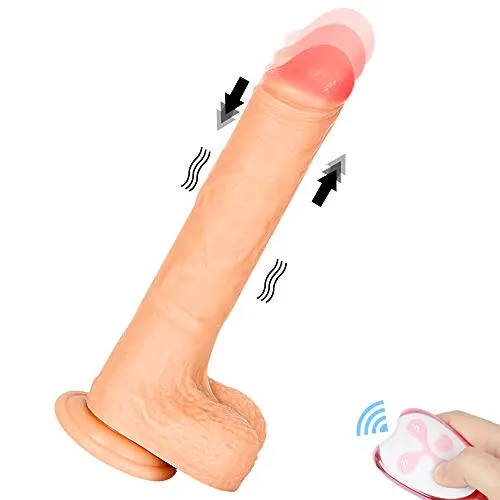 Realistic Dildo Thrusting G spot Remote Control Vibrator with Strong Suction Cup for Hand-Free Sex, Loverbeby Silicone Vibrant Penis Rechargeable Waterproof Anal Vibrating Membrum for Women and Men
