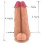 Massive Double Dildo with Suction Base Dual Dicks Big Cock Adult Sex Toy (Flesh)