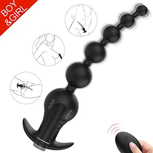 Maison-Market Anal Beads Plug Vibrator Prostate Massager with Safe Pull Handle Anal Training Butt Plug Adult Sex Toy, Rechargeable and Waterproof, for Men Women Couple Maison-Market Anal Beads Plug Vibrator Prostate Massager with Safe Pull Handle Anal Training Butt Plug Adult Sex Toy, Rechargeable and Waterproof, for Men Women Couple