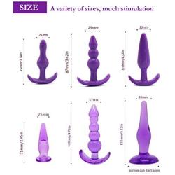 ZhengYa 6PCS Sex Toys Anal Trainer Kit Butt Plugs Beginner Starter Set Medical Silicone Prostate Massager(Purple)