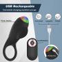 Vibrating Cock Ring for Couples Play, 10 Powerful Vibration Modes Silicone Penis Ring with Remote Control Rechargeable Waterproof Clit Vibrator Sex Toys for Men Longer Lasting Harder Erection (Black)