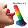 Didlo Long 8 Inch Realistic Lifelike Flesh Huge Tools for Women Silicone Tools with Suction Cup-Rainbow Color-jixubupagua
