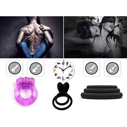 Soft Silicone Vibrating Cockring for Male - 5 Per Pack Cock Rings 100% Medical Grade Pure Silicone Penis Ring Set for Extra Stimulation - Better Sex Toy for Erection Enhancing and Last Longer Orgasm