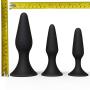 Silicone Butt Plug Kit by Healthy Vibes (3 Pack, Black) - Anal Sex Beginner Set Helps Train Rectum for More Comfortable Intercourse - Anal Toy with Suction Cup Base - Made of Medical-Grade Silicone