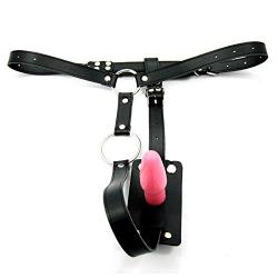 ThinkMax Multi-function Strap On Deluxe Leather Anal Plug Harness Wearable Pants with Cock Ring Sex Toy for Couples