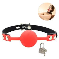 Romi Red Mouth Ball Gag Harness Mouth Restraints Adult Products with Lock