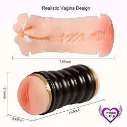 Pocket Pussy Male Masturbator Cup - 3D Realistic Masturbation Adult Sex Toys Vagina and Mouth with Teeth and Tongue Oral Masturabator Sleeve for Intense Stimulation, Black