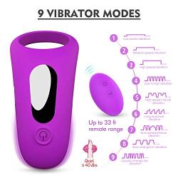 Vibrating Cock Ring, Remote Control 9-Speed Penis Ring Vibrator Medical Silicone Waterproof Rechargeable Powerful Vibration Sex Toy for Male and Couples