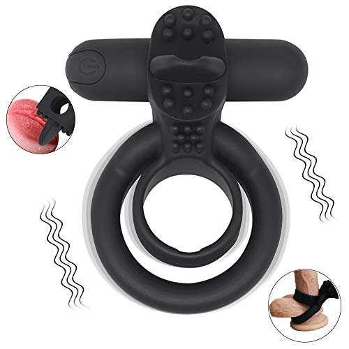 YiFeng Vibrating Penis Rings for Men Longer Lasting Erections, 10 Vibration Modes Double Cock Rings Clitoris Stimulator Sex Toys for Couples