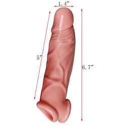 Realistic Soft Penis Extender, Penis Enhancer, Cock Penis Sheath, Penis Enlargement Sleeve Condom Sexual Delay Ejaculation Toy for Men-Flesh