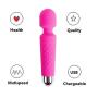 Finever Wand Massager Powerful 20 Speed Power Vibe Full Body Massage Waterproof Rechargeable Therapeutic Pink