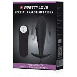 Pretty Love Vibrating Penis Shaped Butt Plug Black