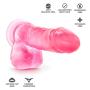 Eden 7.75" Realistic Translucent Dildo - Cock and Balls Dong - Suction Cup Harness Compatible - Sex Toy for Women - Sex Toy for Adults (Pink)