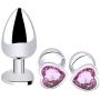 FeiGu 3 Pieces Heart Shape Jeweled Butt Plug Kit, Stainless Steel Anal Training Sets Adult Sex Toy for Beginners Couples