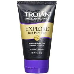 TROJAN Gel Lubricant Explore Just Pure Fun Water Base Gel Fragrance & Dye Free Gel Lubricant for Unmatched Pleasure Net Wt. 4 Oz or 113 G