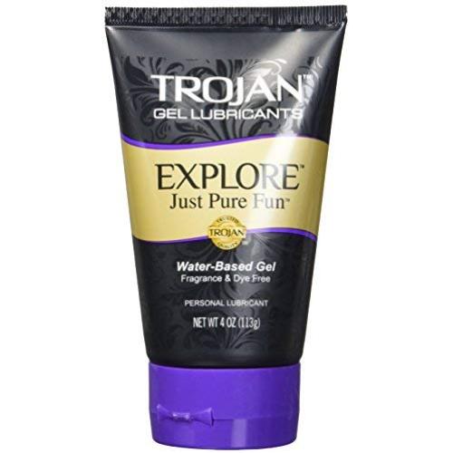 TROJAN Gel Lubricant Explore Just Pure Fun Water Base Gel Fragrance & Dye Free Gel Lubricant for Unmatched Pleasure Net Wt. 4 Oz or 113 G