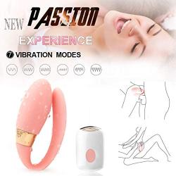 Wireless Remote Control Rechargeable Mini Finger Massager with Strong Patterns Handsfree USB Waterproof Massager Wand (U Shape)(Pink)