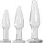 Adam and Eve Glass Anal Training Trio 3 Clear Butt Plugs Adam and Eve Glass Anal Training Trio 3 Clear Butt Plugs