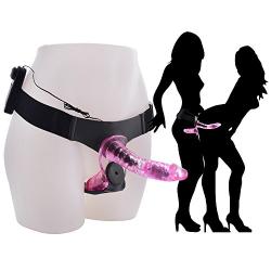 MATATA Vibrating Strap On Dildo Dong with Adjustable Harness for Lesbian Realistic Penis Cock Anal Sex Toys for Female Masturbation(Pink)