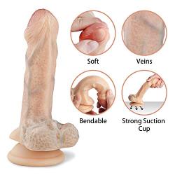 Realistic Dildo with Suction Cup, BEING FETISH Silicone Bendable 7.5 Inch G-Spot Dildo Premium Liquid Silicone Penis Dong Adult Sex Toy for Woman Female Masturbation Flesh Skin Body Safe