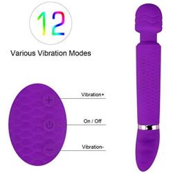 Padgene Waterproof Dual Vibrators Rechargeable Wireless Therapeutic Handheld Wand Massager for Muscle Aches & Sports Recovery (Purple)