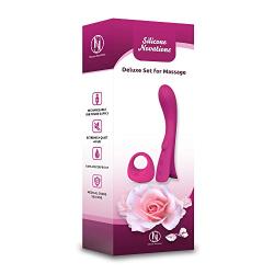 Vibrators and Cockring Multispeed Cordless Rechargeable Vibrator Magic Wand Made from Medical Grade Silicone for G-spot, Vibe - Adult Toys for couples, Viberate Toys Adult Women