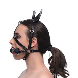 Master Series Dark Horse Pony Head Harness with Silicone Bit