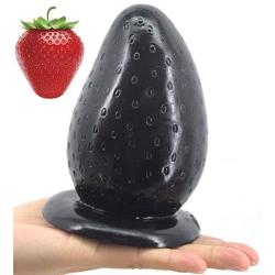 LIANJINLI Big Blockage with Suction Cup Strawberry Blockage Anus Comfortable partical Huge 3" Thick Blockage Stuffed Stopper Knead,Black - Electric Toy for Women