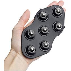 TKO Massage Glove Hand Massager with Metal Ball Rollers (Grey)