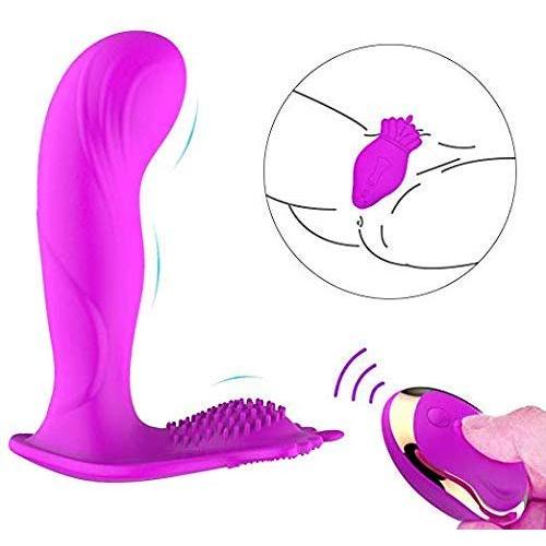 Wearable 10 Speeds Buttterfly Silicone Waterproof USB Rechargeable Invisible Remote Control Vibrantor for Women Couples(Hot Pink)