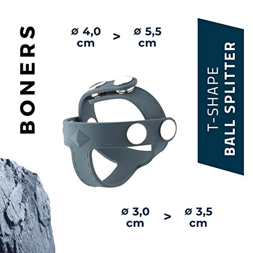 BONERS T-Shape Ball Splitter - Dark Grey - 100% Silicone Penis Ring