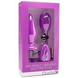 Ouch! Inflatable Vibrating Silicone Plug Dildos, Purple