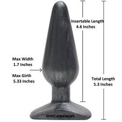 Doc Johnson Platinum Premium Silicone - The Big End - 5.3 in. Long and 1.7 in. Wide - Medium Silicone Butt Plug with Flared Safety Base - Intermediate Anal Toy - Charcoal