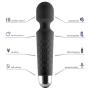 Six Nine Rechargeable Personal Wand Massager, Wireless with 20 Vibration Patterns 8 Multi-Speed - Travel Bag Included (Black)