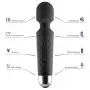 Six Nine Rechargeable Personal Wand Massager, Wireless with 20 Vibration Patterns 8 Multi-Speed - Travel Bag Included (Black)