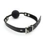 Adjustable Buckled Leather and Silicone Soft Ball Mouth Gag Plug with Lock Cosplay for Couples Men Women - Black