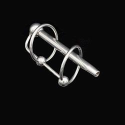 Raycity Stainless Steel Urethral Sound Catheter Stretching Dilator Penis Plug w/ 2 Rings for Male Beginner