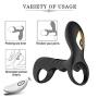 OUYAWEI Time Delay Vibrating Cock Ring with Massager Brush Silicone Sex Toy Black