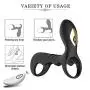 OUYAWEI Time Delay Vibrating Cock Ring with Massager Brush Silicone Sex Toy Black OUYAWEI Time Delay Vibrating Cock Ring with Massager Brush Silicone Sex Toy Black