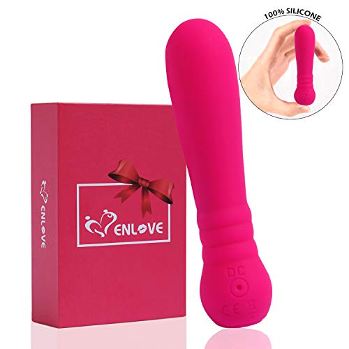 Bullet Vibrator, Enlove, Mini Small Adult Sex Toys with 20 Vibration Modes for Travel Clitoral G-spot Stimulator, Rechargeable Waterproof Silicone Vibrator for Men Women Couples, Rose Red