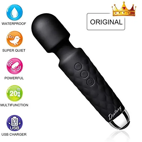 Destary Handheld Powerful Whisper Quiet Personal Cordless Electric Wireless 20 Vibration Models Wand Massager for Neck Shoulder Back Body Relax, Sports Recovery and Muscle Aches Toy Gifts-Black Mini