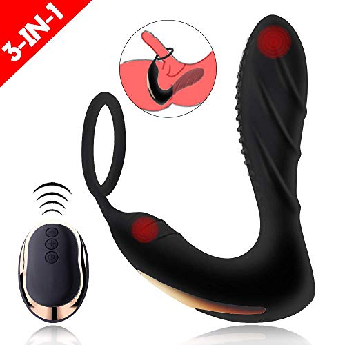 Male Prostate Massager Vibrator with Penis Ring, Treediride Waterproof P-Spot Anal Plug Sex Toys Rechargeable Vibrator 10 Vibrating Mode Gay Adult Toys Stimulator for Men Couple Women